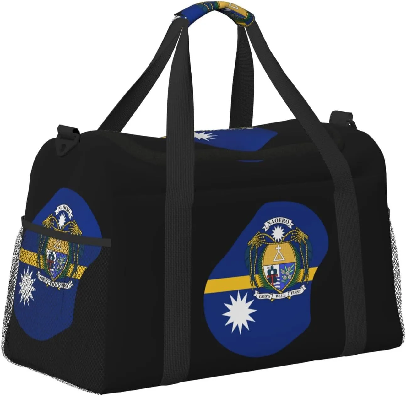 Flag Map Of Nauru Travel Duffel Bag Large Foldable Waterproof Overnight Bag For Beach Swim Bags Pool Sports Gym