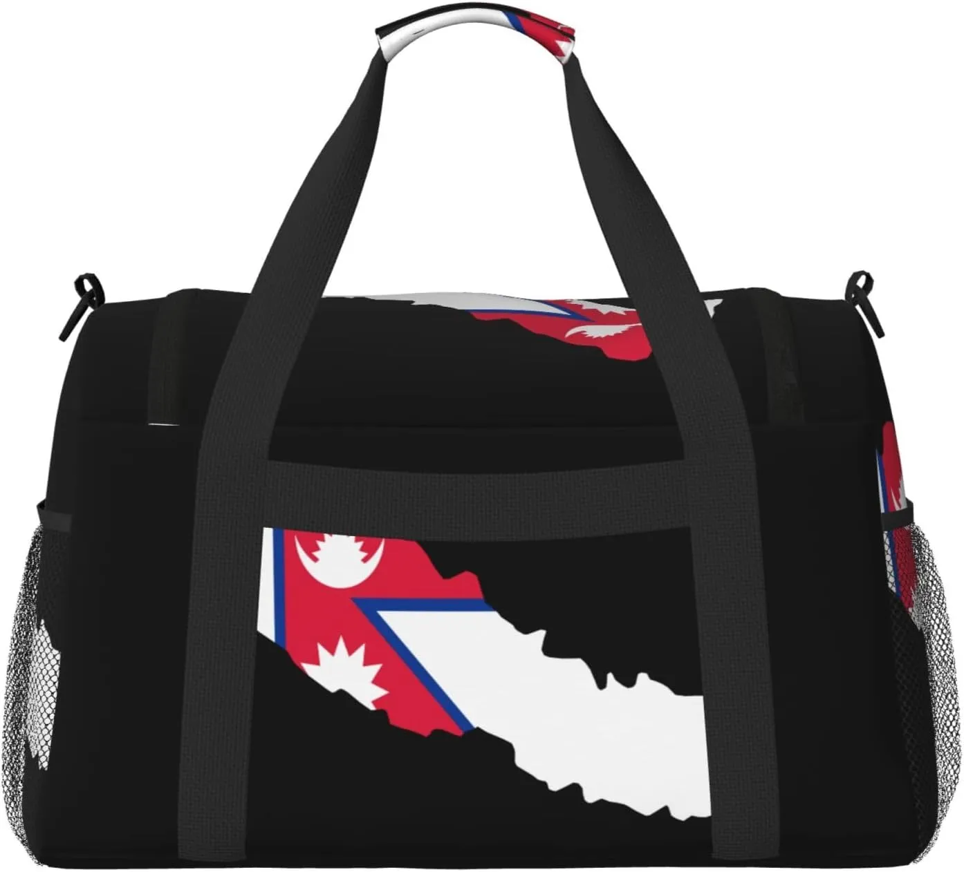 Flag Map Of Nepal Travel Duffel Bag Large Foldable Waterproof Overnight Bag For Beach Swim Bags Pool Sports Gym