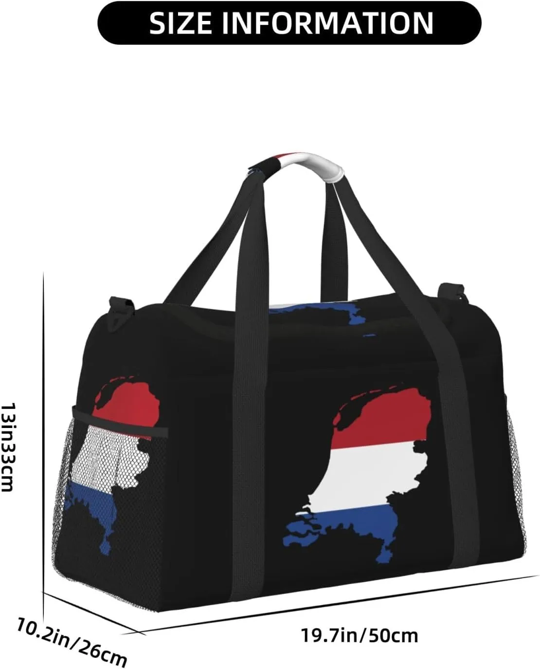 Flag Map Of Netherlands Travel Duffel Bag Large Foldable Waterproof Overnight Bag For Beach Swim Bags Pool Sports Gym