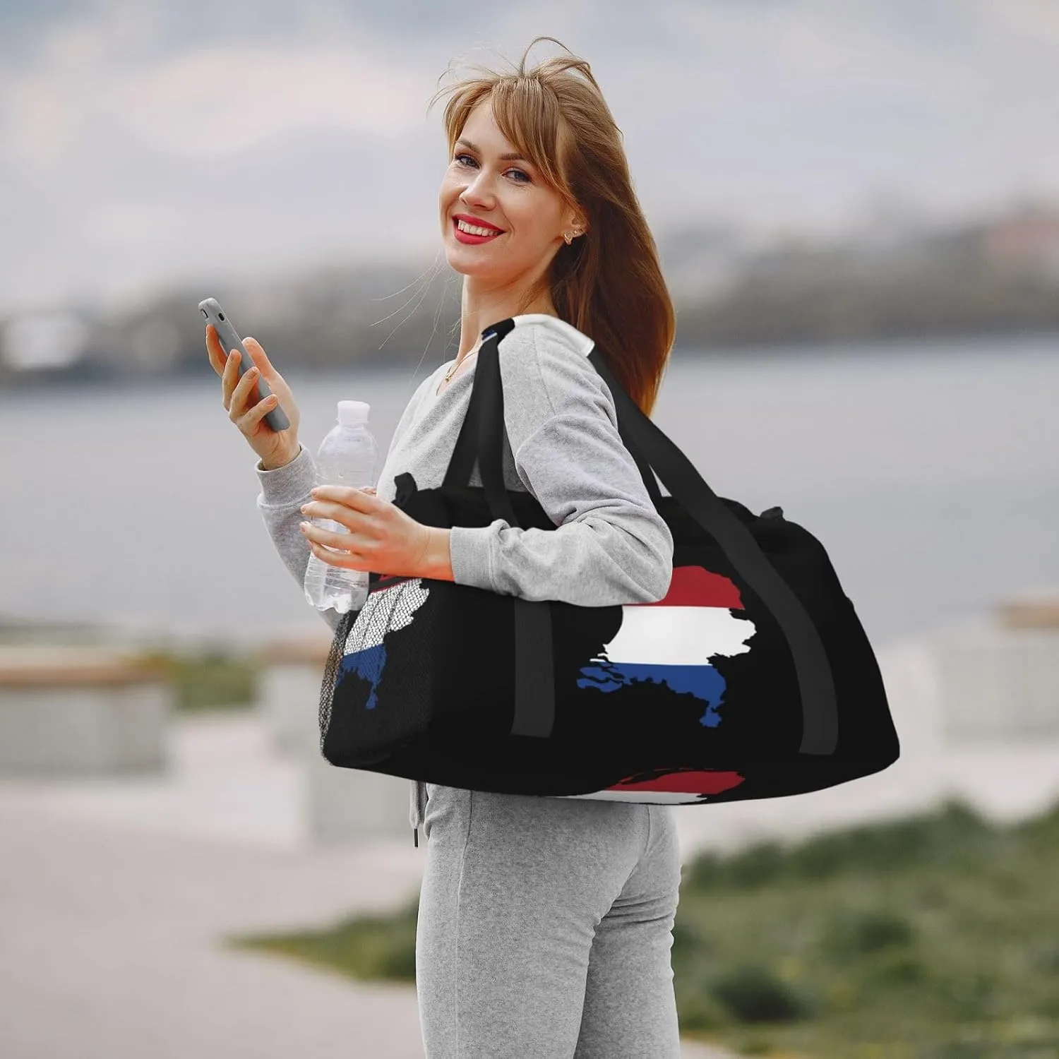 Flag Map Of Netherlands Travel Duffel Bag Large Foldable Waterproof Overnight Bag For Beach Swim Bags Pool Sports Gym