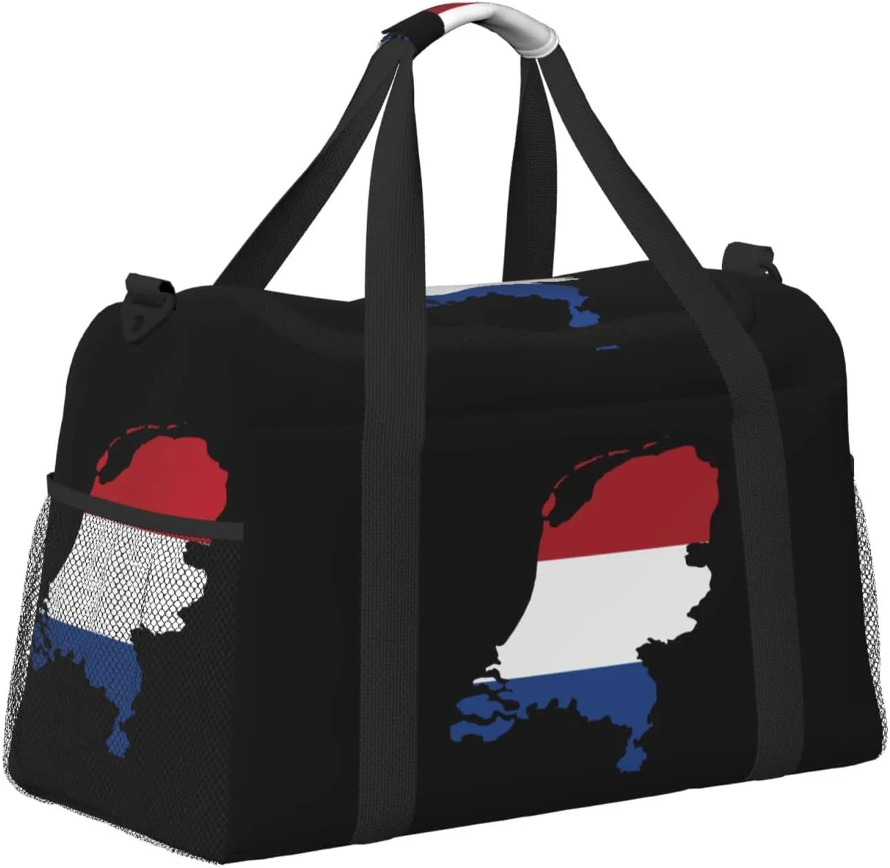 Flag Map Of Netherlands Travel Duffel Bag Large Foldable Waterproof Overnight Bag For Beach Swim Bags Pool Sports Gym