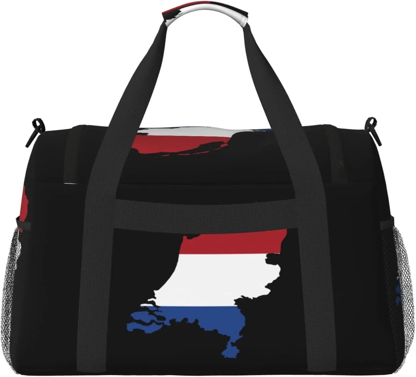 Flag Map Of Netherlands Travel Duffel Bag Large Foldable Waterproof Overnight Bag For Beach Swim Bags Pool Sports Gym