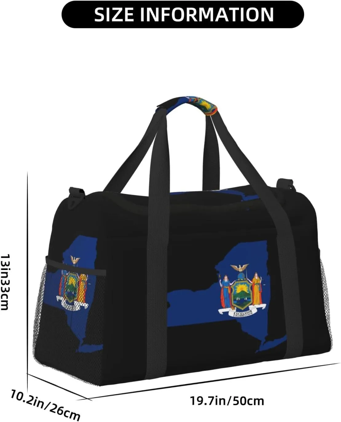 Flag Map Of New York Travel Duffel Bag Large Foldable Waterproof Overnight Bag For Beach Swim Bags Pool Sports Gym
