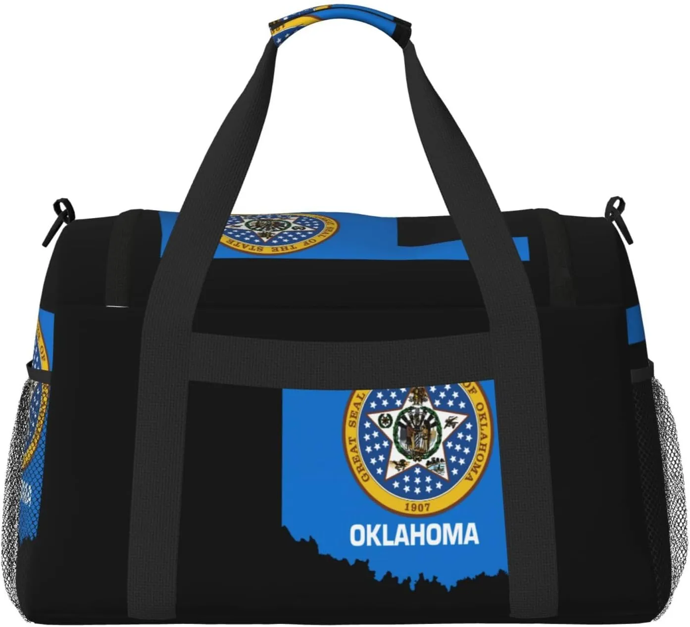 Flag Map Of Oklahoma Travel Duffel Bag Large Foldable Waterproof Overnight Bag For Beach Swim Bags Pool Sports Gym