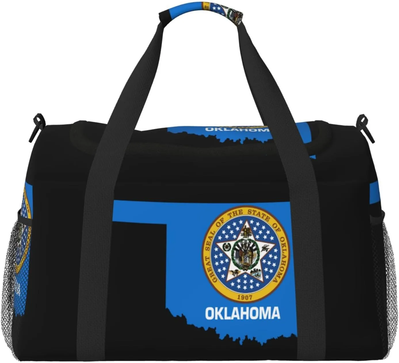 Flag Map Of Oklahoma Travel Duffel Bag Large Foldable Waterproof Overnight Bag For Beach Swim Bags Pool Sports Gym
