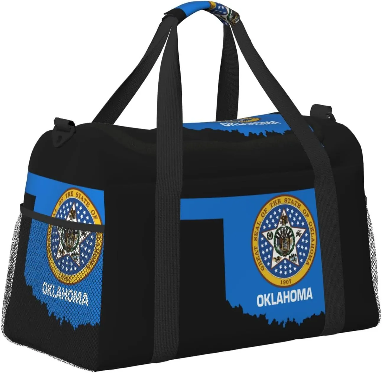 Flag Map Of Oklahoma Travel Duffel Bag Large Foldable Waterproof Overnight Bag For Beach Swim Bags Pool Sports Gym