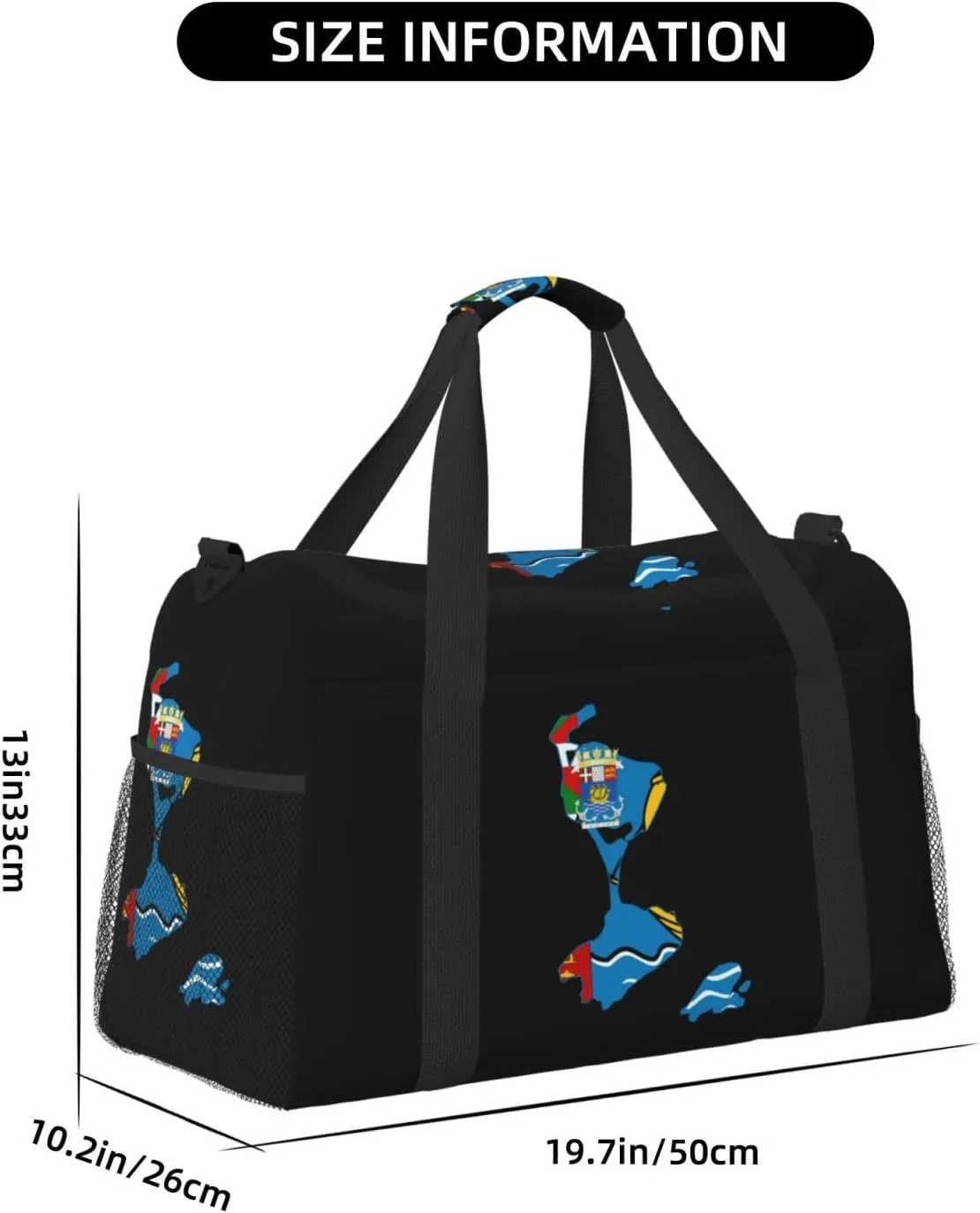 Flag Map Of Saint Pierre Miquelon Travel Duffel Bag Large Foldable Waterproof Overnight Bag For Beach Swim Bags Pool Sports Gym