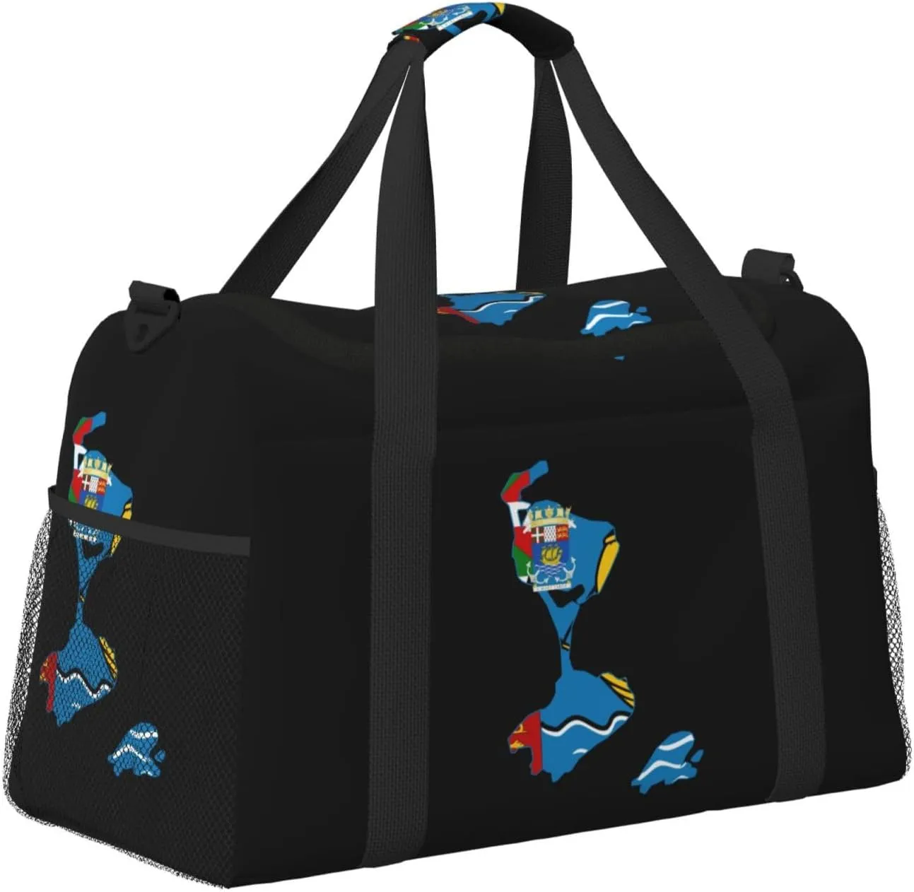 Flag Map Of Saint Pierre Miquelon Travel Duffel Bag Large Foldable Waterproof Overnight Bag For Beach Swim Bags Pool Sports Gym