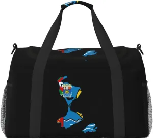 Flag Map Of Saint Pierre Miquelon Travel Duffel Bag Large Foldable Waterproof Overnight Bag For Beach Swim Bags Pool Sports Gym
