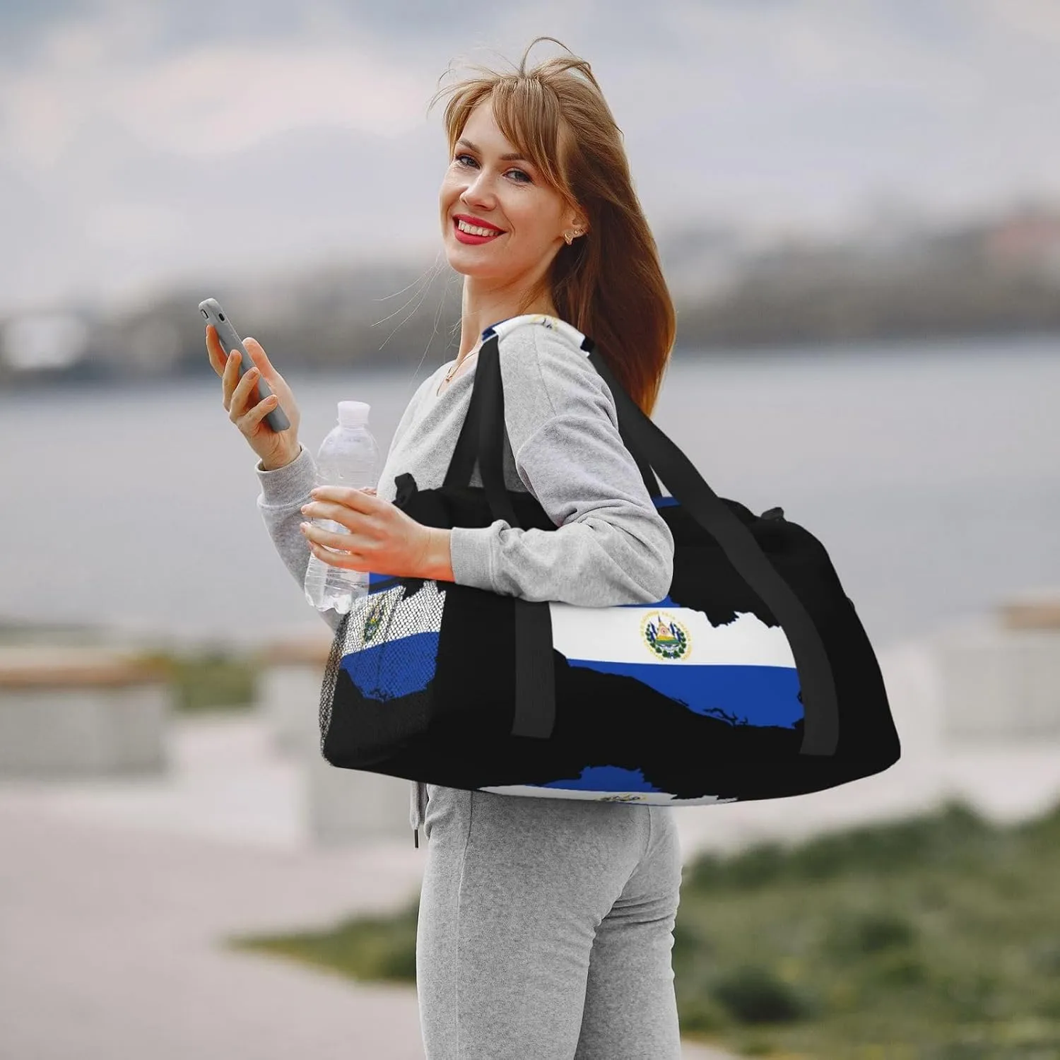 Flag Map Of Salvador Travel Duffel Bag Large Foldable Waterproof Overnight Bag For Beach Swim Bags Pool Sports Gym