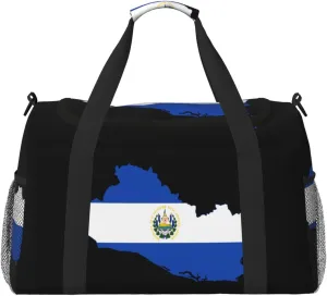 Flag Map Of Salvador Travel Duffel Bag Large Foldable Waterproof Overnight Bag For Beach Swim Bags Pool Sports Gym