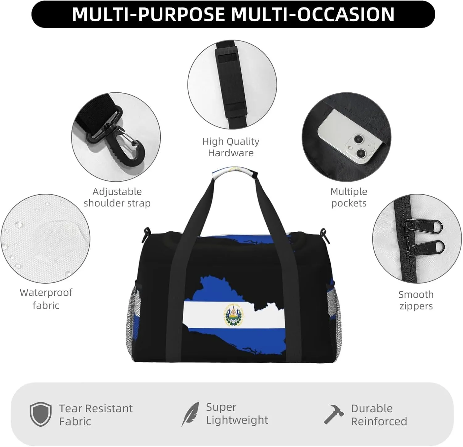 Flag Map Of Salvador Travel Duffel Bag Large Foldable Waterproof Overnight Bag For Beach Swim Bags Pool Sports Gym