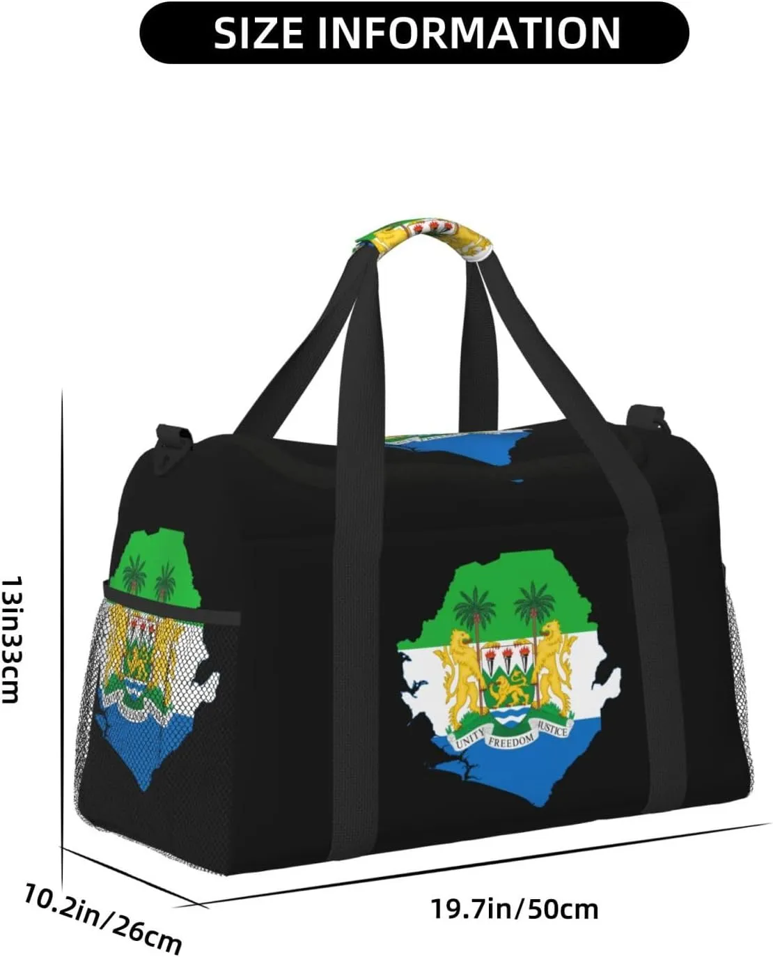 Flag Map Of Sierra Leone Travel Duffel Bag Large Foldable Waterproof Overnight Bag For Beach Swim Bags Pool Sports Gym