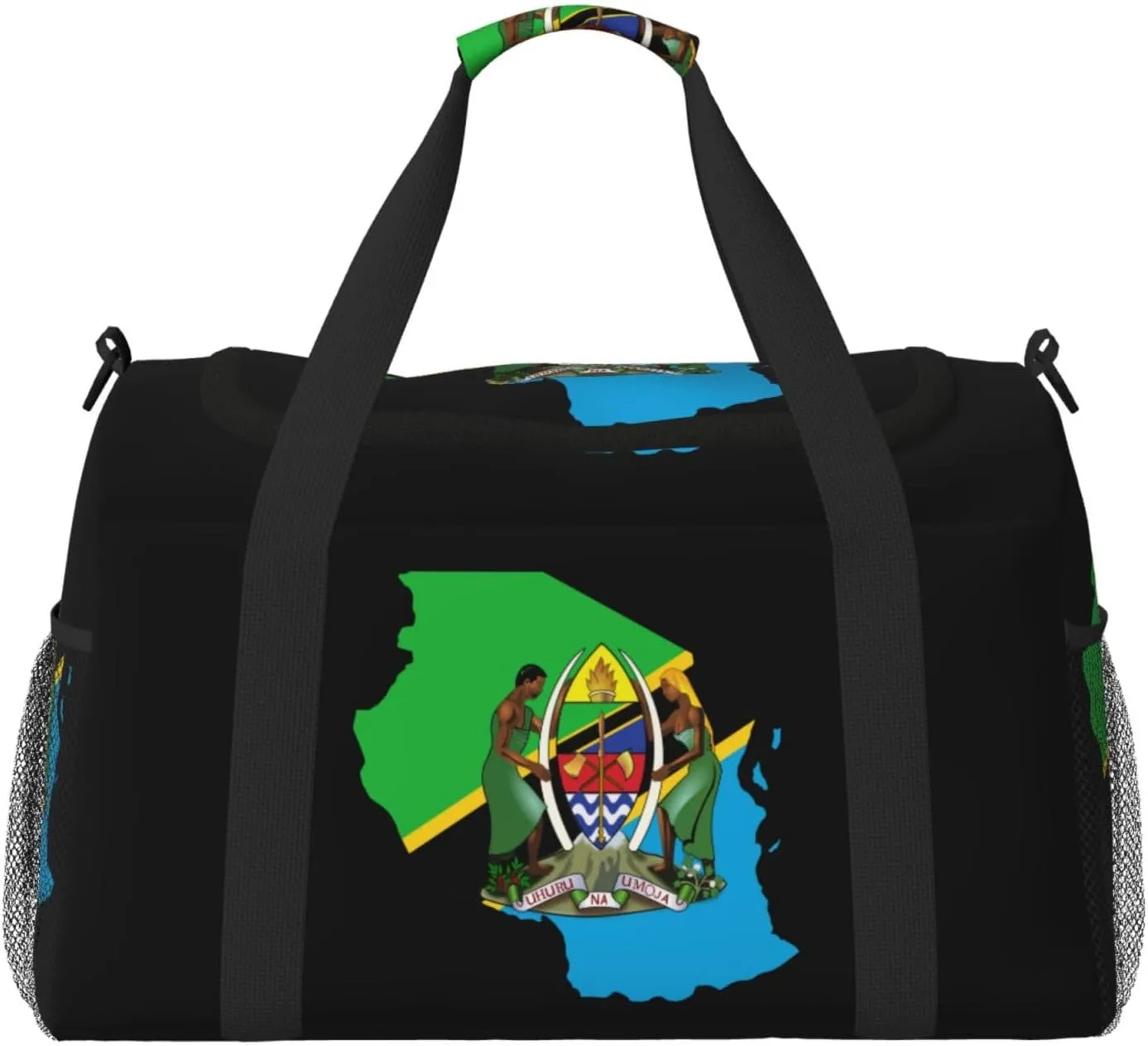 Flag Map Of Tanzania Travel Duffel Bag Large Foldable Waterproof Overnight Bag For Beach Swim Bags Pool Sports Gym