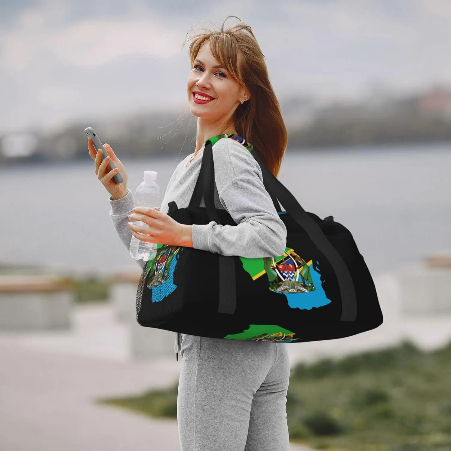 Flag Map Of Tanzania Travel Duffel Bag Large Foldable Waterproof Overnight Bag For Beach Swim Bags Pool Sports Gym