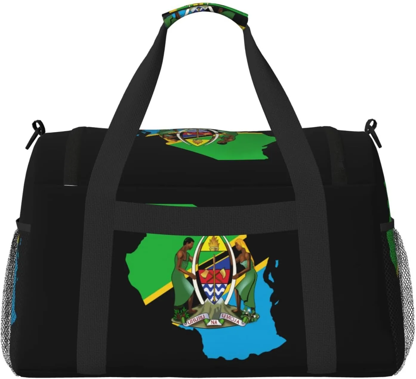 Flag Map Of Tanzania Travel Duffel Bag Large Foldable Waterproof Overnight Bag For Beach Swim Bags Pool Sports Gym