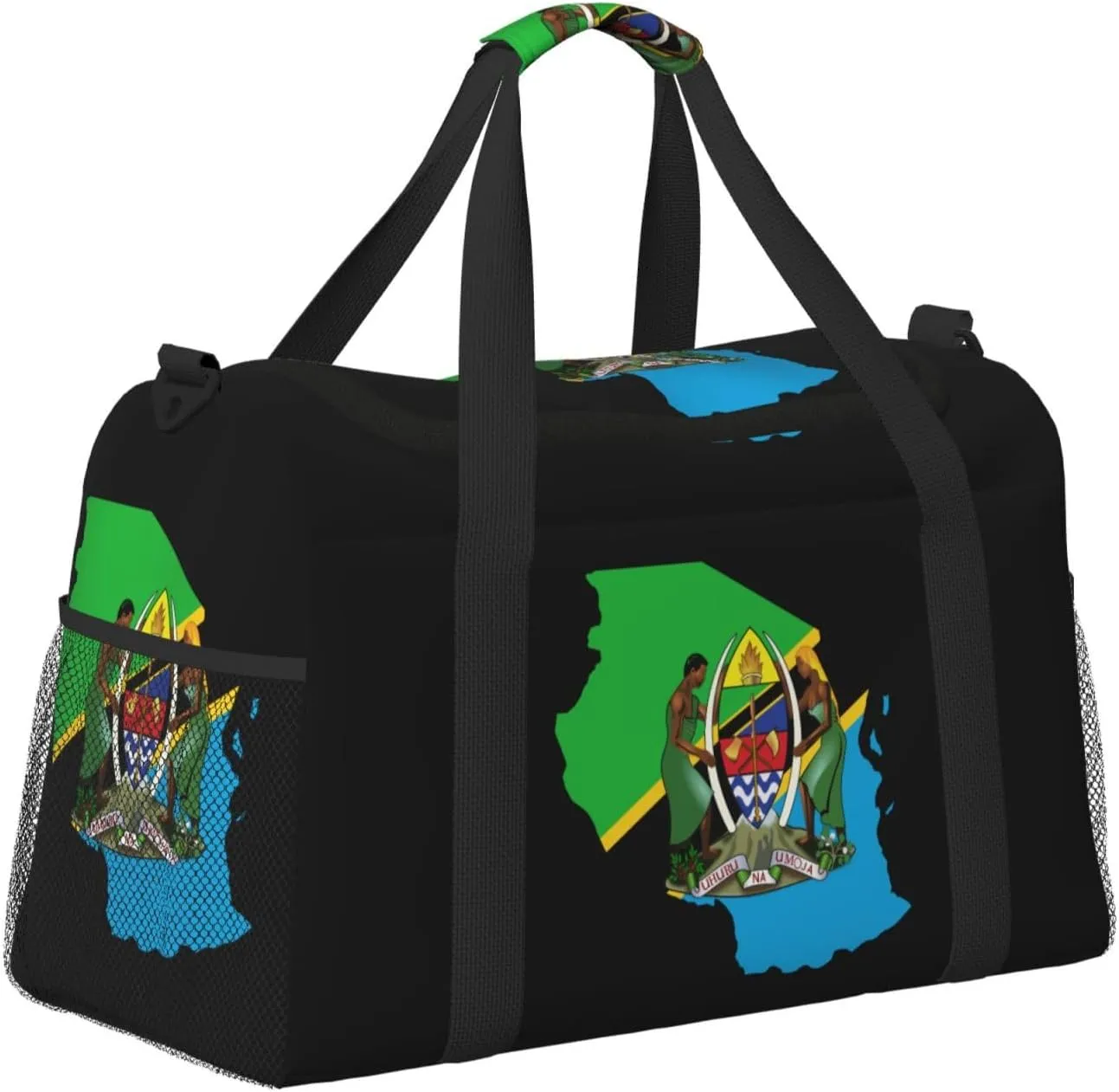 Flag Map Of Tanzania Travel Duffel Bag Large Foldable Waterproof Overnight Bag For Beach Swim Bags Pool Sports Gym