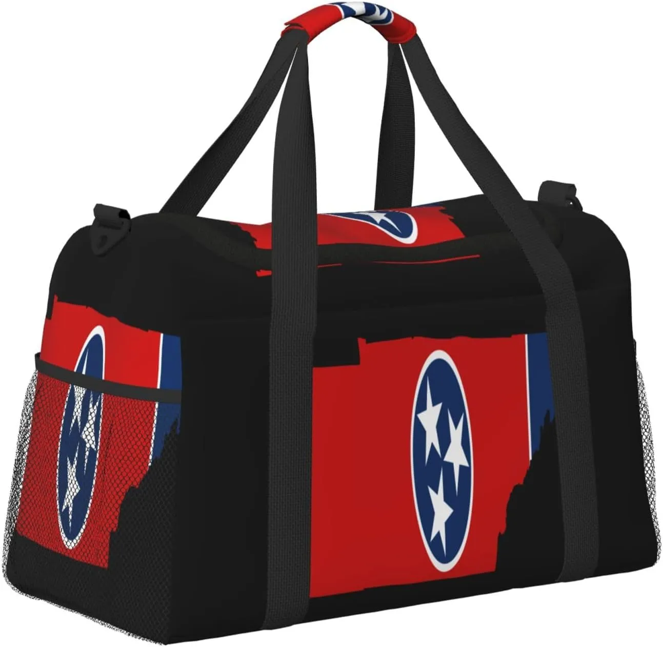 Flag Map Of Tennessee Travel Duffel Bag Large Foldable Waterproof Overnight Bag For Beach Swim Bags Pool Sports Gym