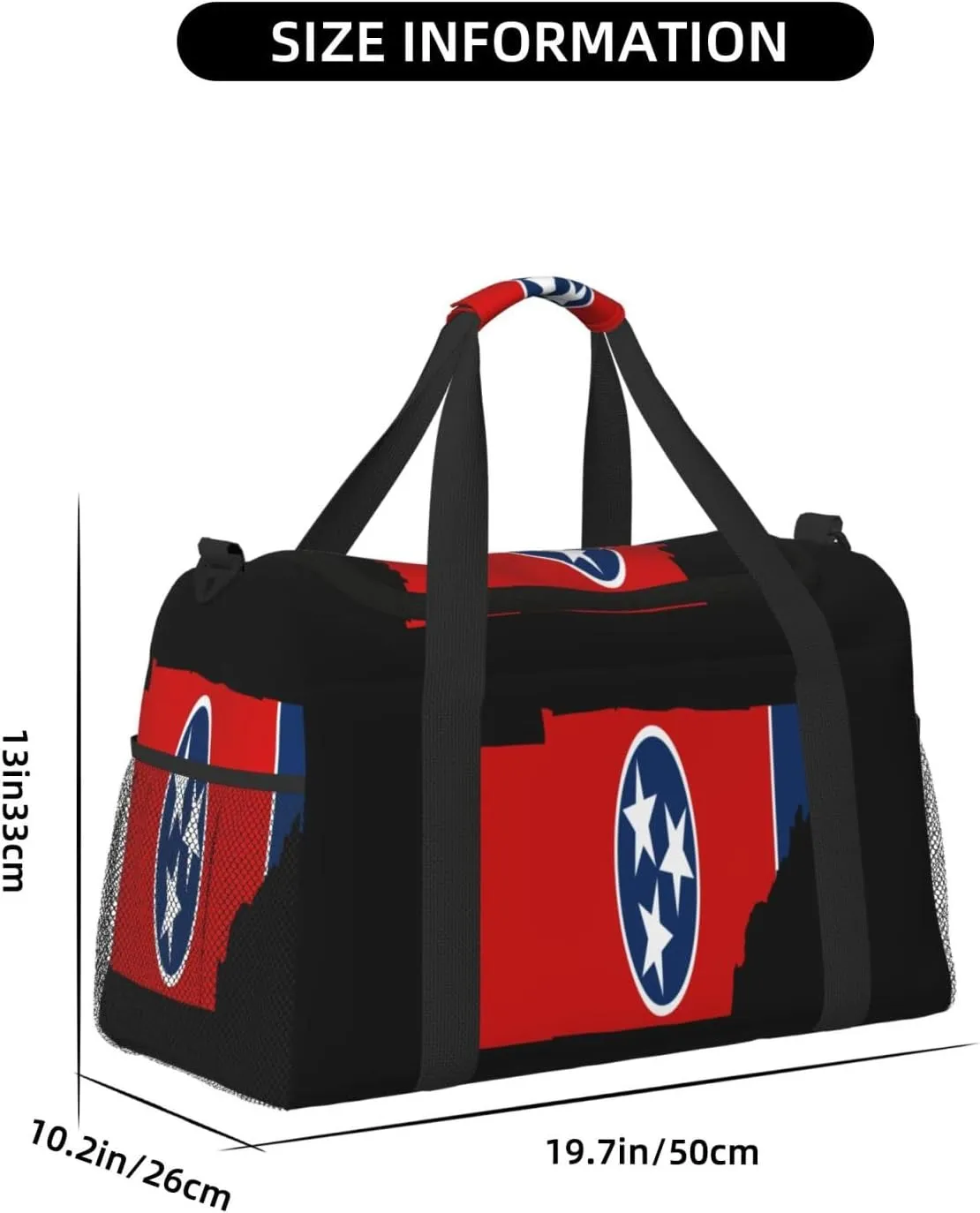Flag Map Of Tennessee Travel Duffel Bag Large Foldable Waterproof Overnight Bag For Beach Swim Bags Pool Sports Gym