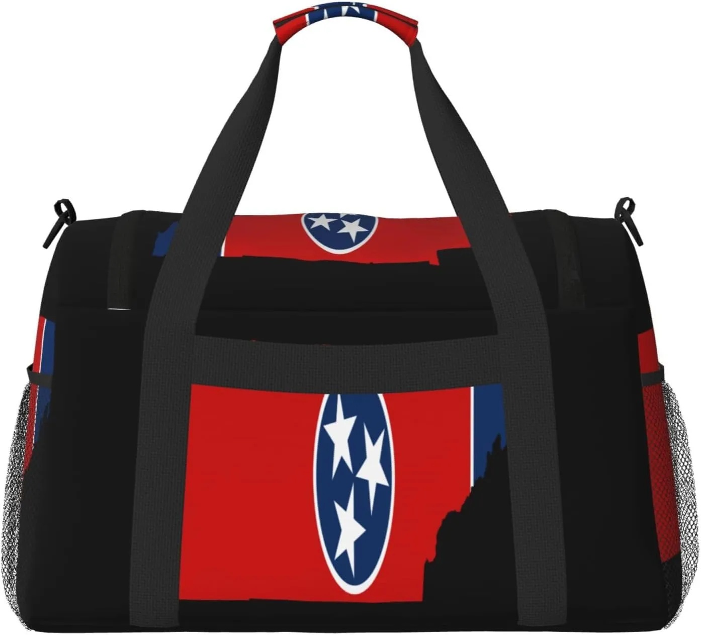 Flag Map Of Tennessee Travel Duffel Bag Large Foldable Waterproof Overnight Bag For Beach Swim Bags Pool Sports Gym