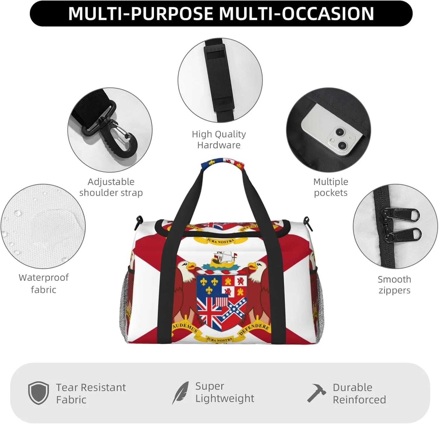 Flag Of Alabama Travel Duffel Bag Large Foldable Waterproof Overnight Bag For Beach Swim Bags Pool Sports Gym