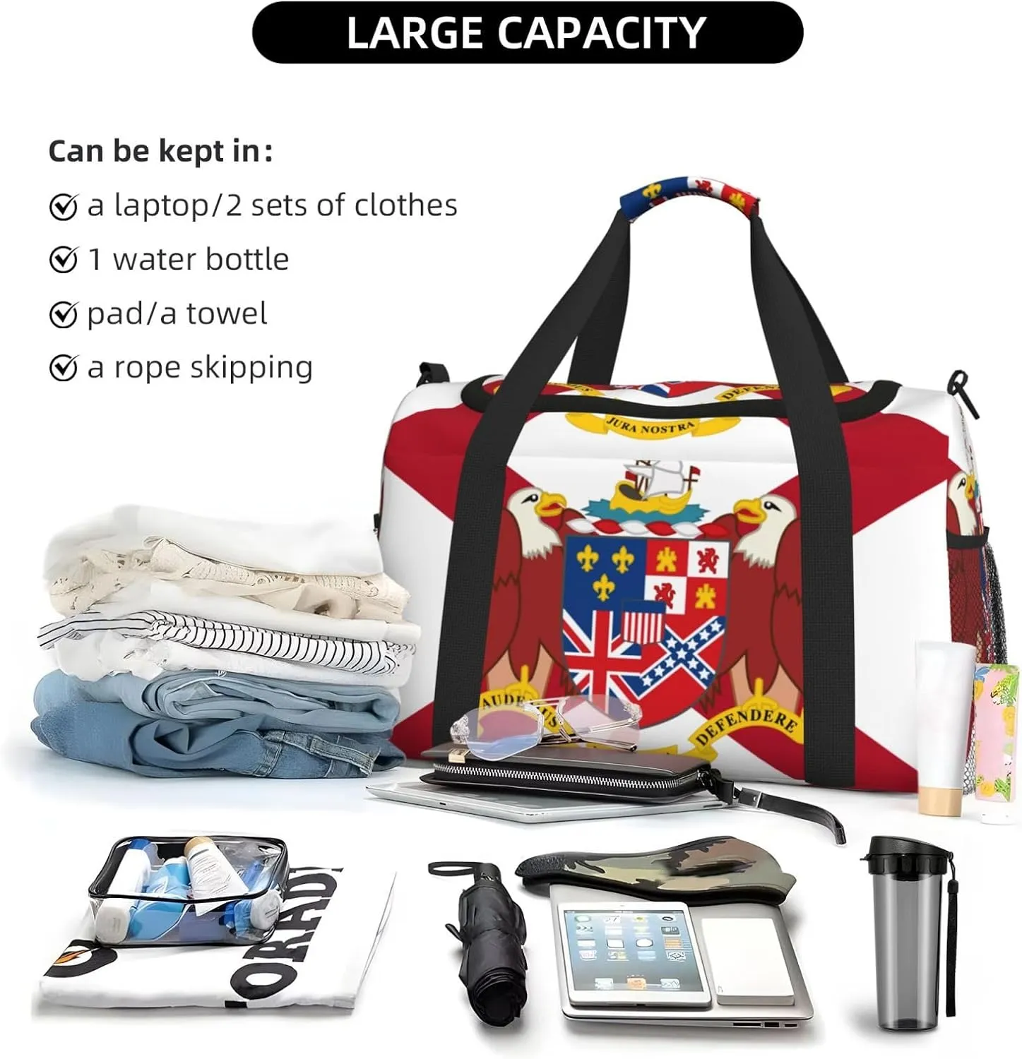 Flag Of Alabama Travel Duffel Bag Large Foldable Waterproof Overnight Bag For Beach Swim Bags Pool Sports Gym