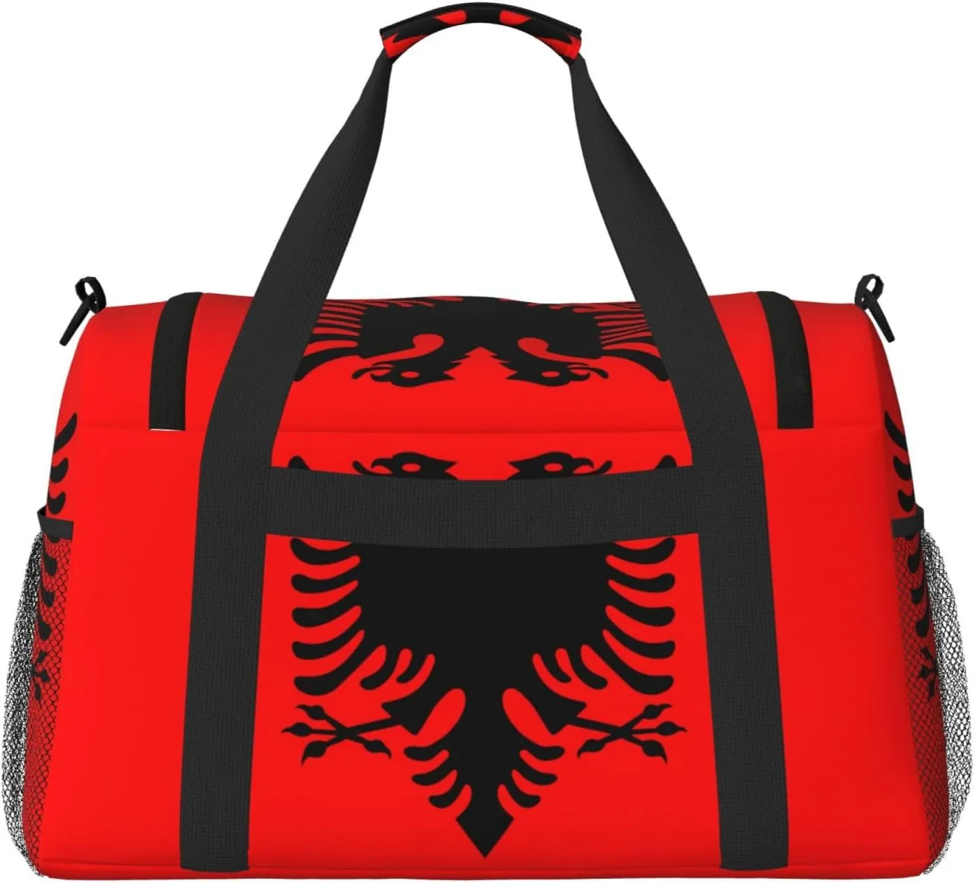 Flag Of Albania Travel Duffel Bag Large Foldable Waterproof Overnight Bag For Beach Swim Bags Pool Sports Gym