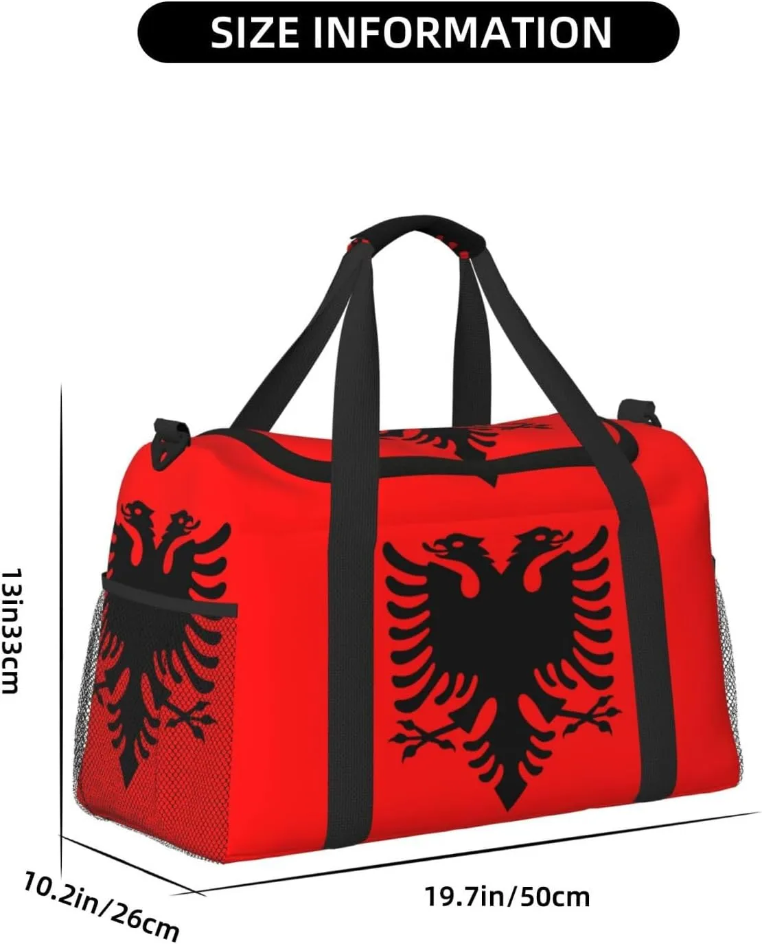 Flag Of Albania Travel Duffel Bag Large Foldable Waterproof Overnight Bag For Beach Swim Bags Pool Sports Gym