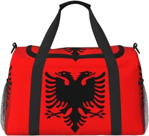 Flag Of Albania Travel Duffel Bag Large Foldable Waterproof Overnight Bag For Beach Swim Bags Pool Sports Gym