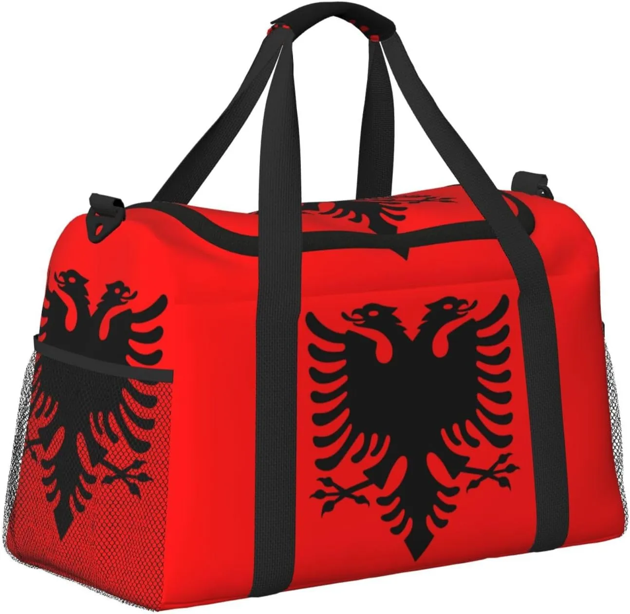 Flag Of Albania Travel Duffel Bag Large Foldable Waterproof Overnight Bag For Beach Swim Bags Pool Sports Gym