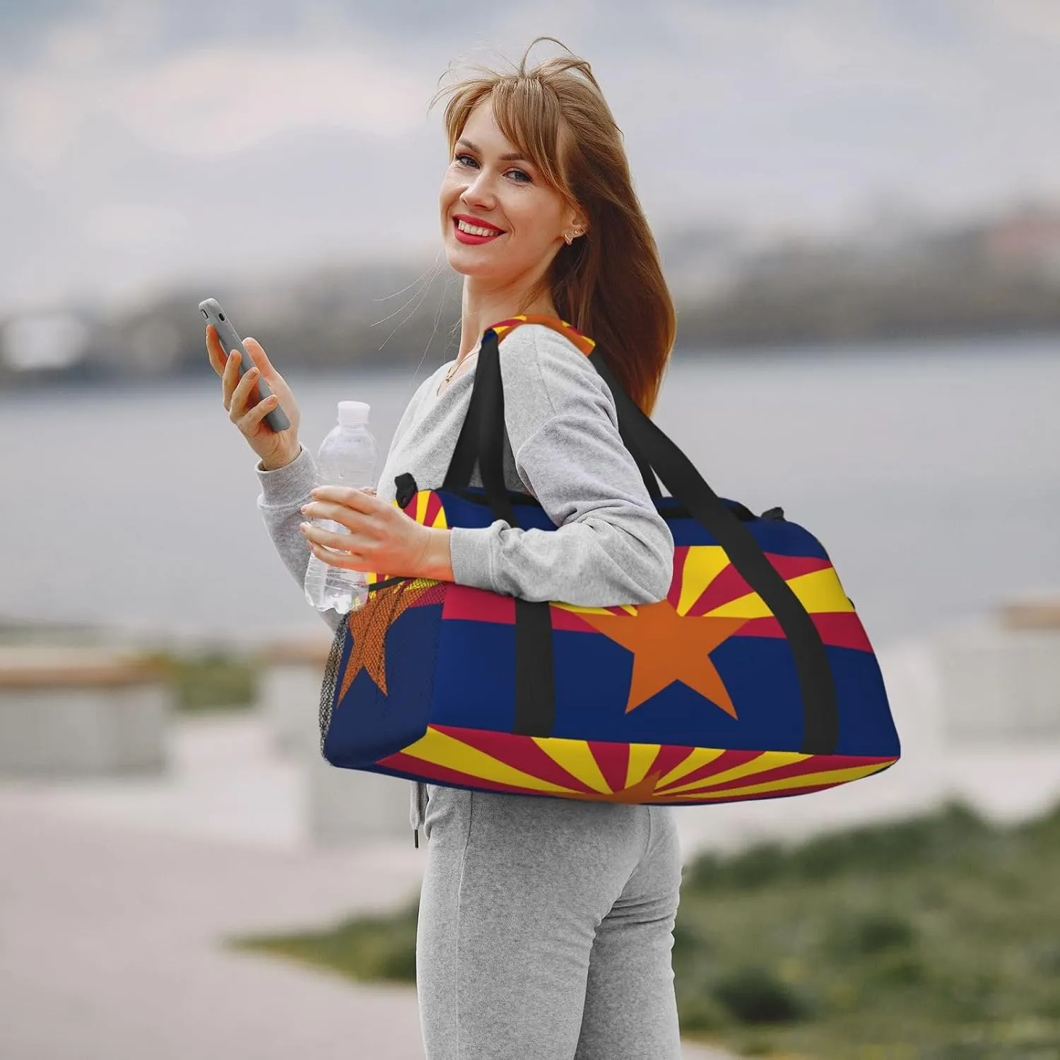 Flag Of Arizona Travel Duffel Bag Large Foldable Waterproof Overnight Bag For Beach Swim Bags Pool Sports Gym
