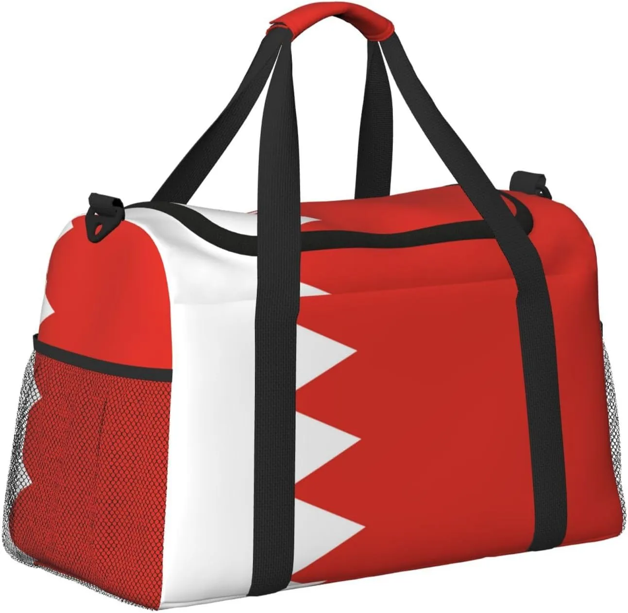 Flag Of Bahrain Travel Duffel Bag Large Foldable Waterproof Overnight Bag For Beach Swim Bags Pool Sports Gym
