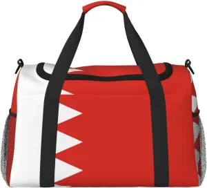 Flag Of Bahrain Travel Duffel Bag Large Foldable Waterproof Overnight Bag For Beach Swim Bags Pool Sports Gym