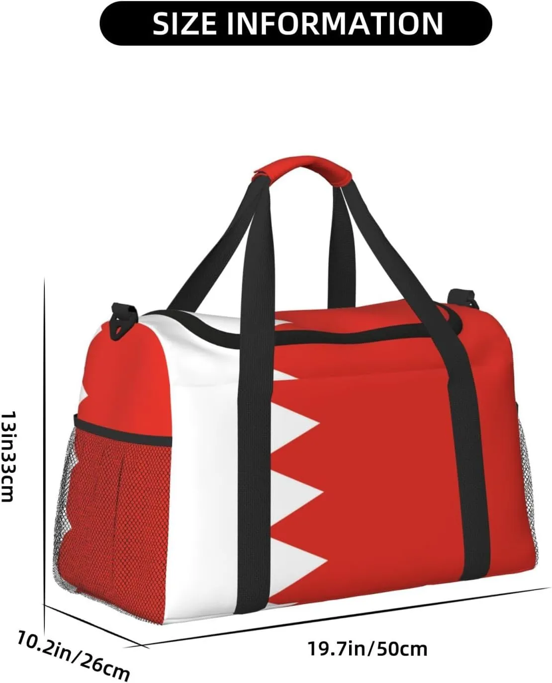 Flag Of Bahrain Travel Duffel Bag Large Foldable Waterproof Overnight Bag For Beach Swim Bags Pool Sports Gym