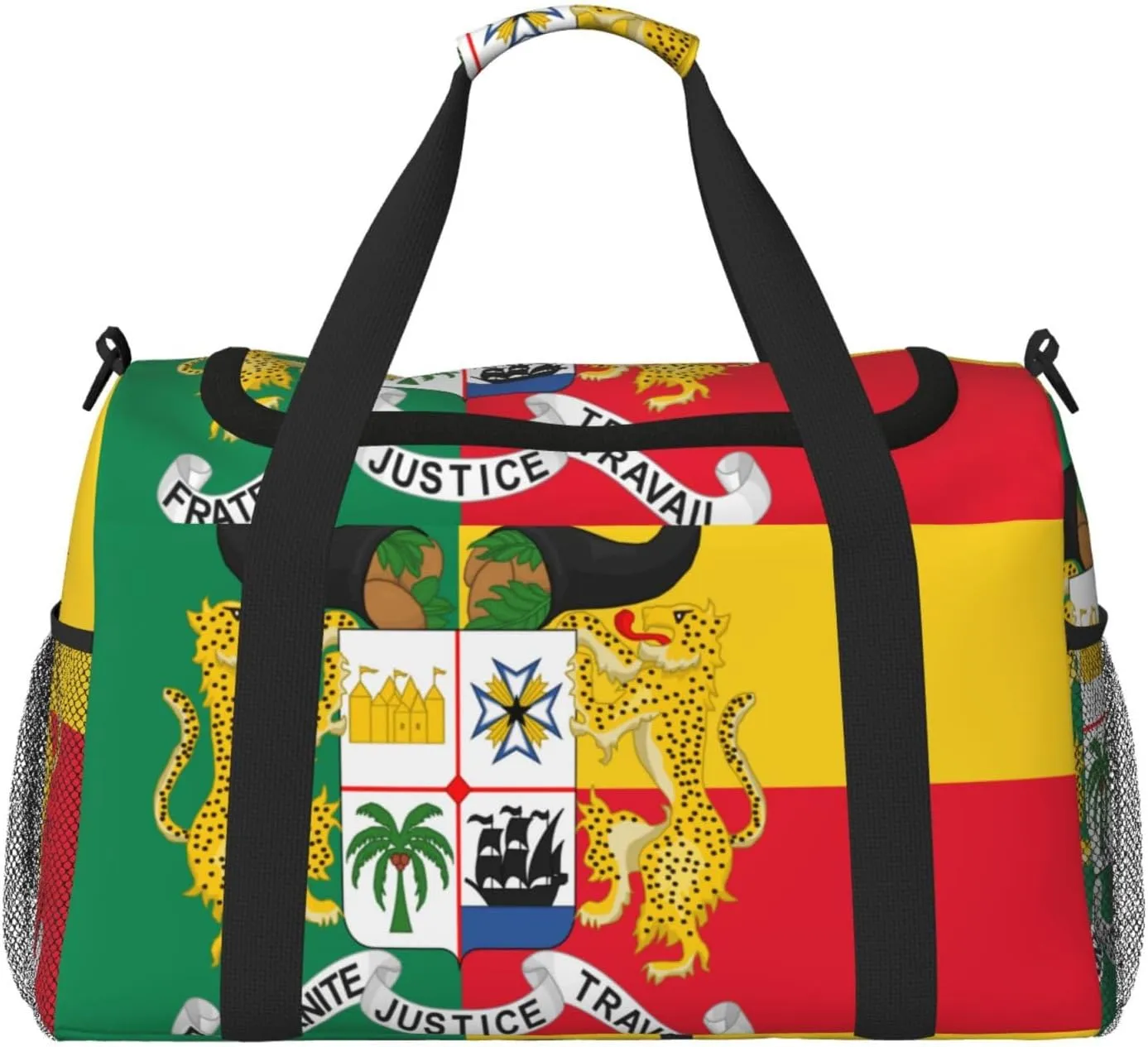 Flag Of Benin Travel Duffel Bag Large Foldable Waterproof Overnight Bag For Beach Swim Bags Pool Sports Gym