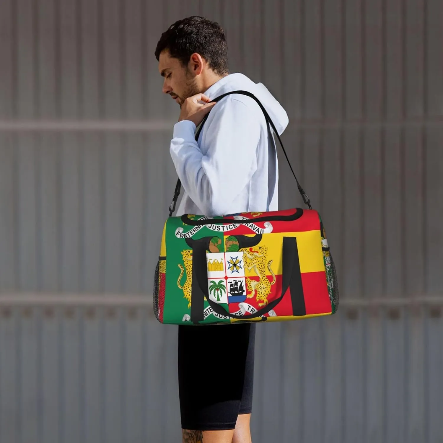 Flag Of Benin Travel Duffel Bag Large Foldable Waterproof Overnight Bag For Beach Swim Bags Pool Sports Gym