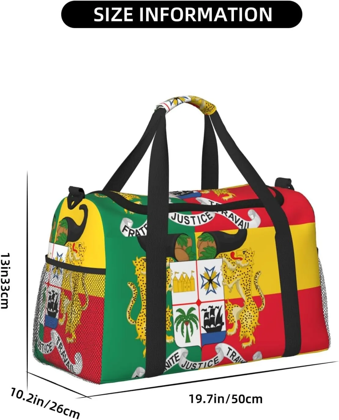 Flag Of Benin Travel Duffel Bag Large Foldable Waterproof Overnight Bag For Beach Swim Bags Pool Sports Gym