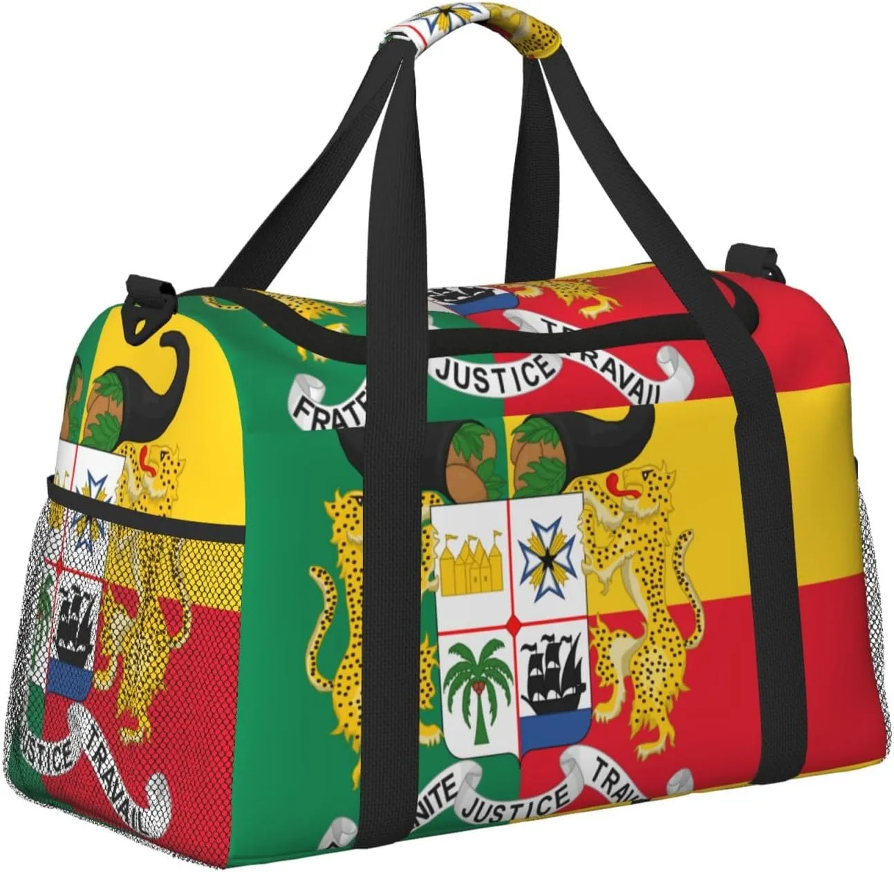 Flag Of Benin Travel Duffel Bag Large Foldable Waterproof Overnight Bag For Beach Swim Bags Pool Sports Gym