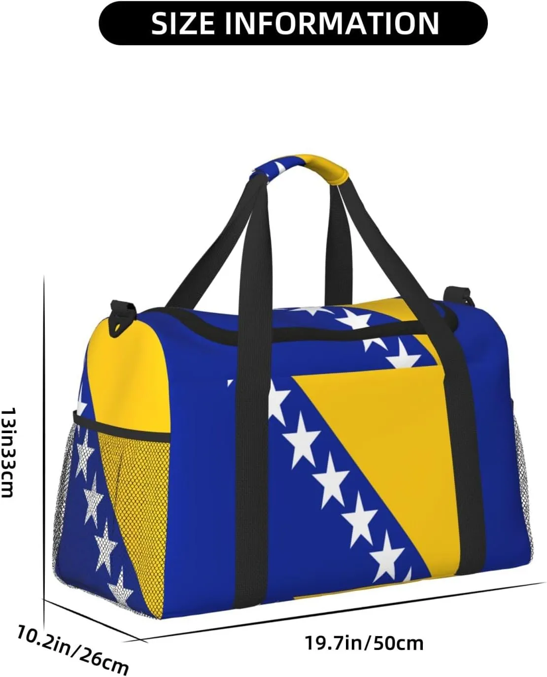 Flag Of Bosnia Herzegovina Travel Duffel Bag Large Foldable Waterproof Overnight Bag For Beach Swim Bags Pool Sports Gym