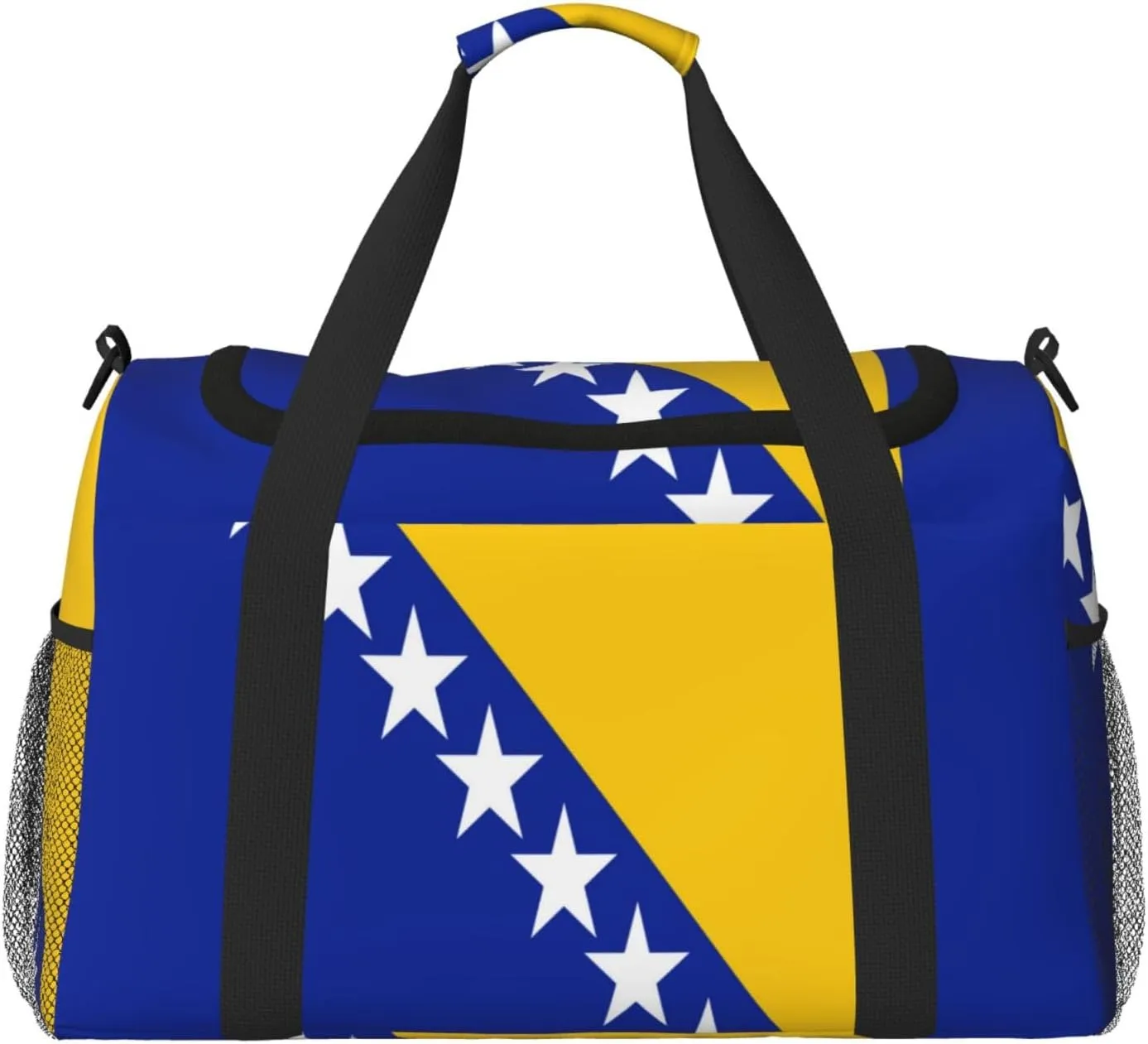 Flag Of Bosnia Herzegovina Travel Duffel Bag Large Foldable Waterproof Overnight Bag For Beach Swim Bags Pool Sports Gym