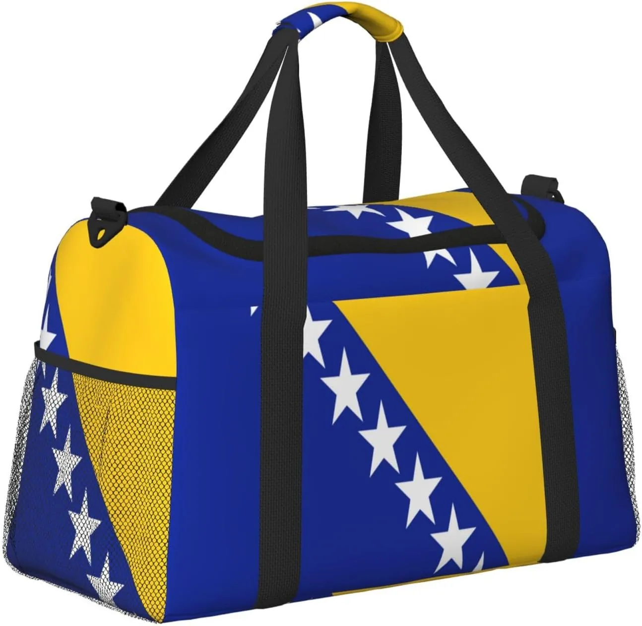 Flag Of Bosnia Herzegovina Travel Duffel Bag Large Foldable Waterproof Overnight Bag For Beach Swim Bags Pool Sports Gym
