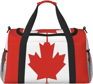Flag Of Canada Travel Duffel Bag Large Foldable Waterproof Overnight Bag For Beach Swim Bags Pool Sports Gym