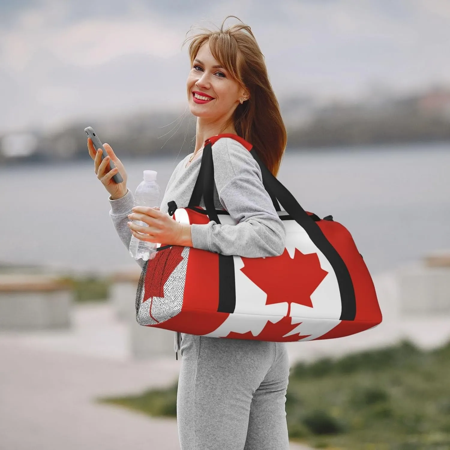 Flag Of Canada Travel Duffel Bag Large Foldable Waterproof Overnight Bag For Beach Swim Bags Pool Sports Gym