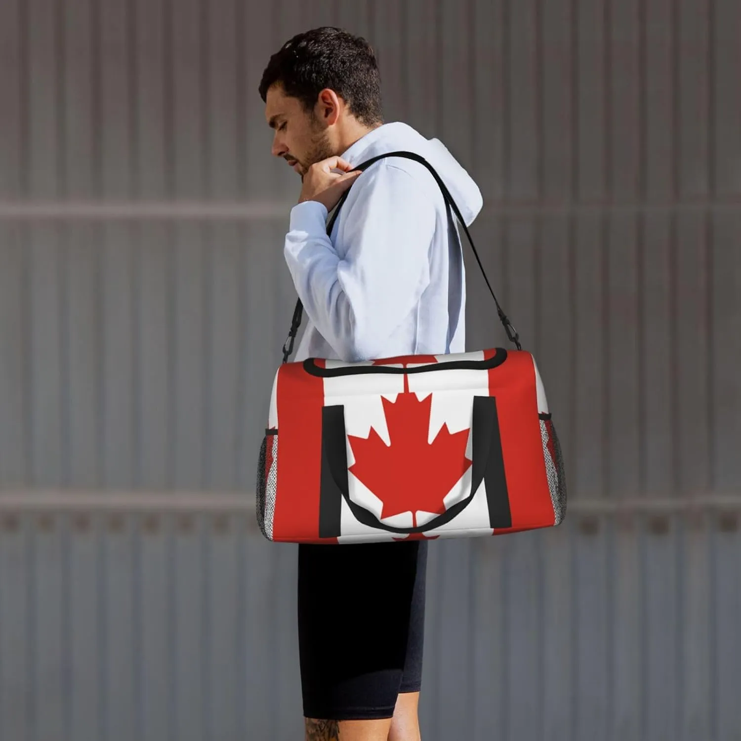 Flag Of Canada Travel Duffel Bag Large Foldable Waterproof Overnight Bag For Beach Swim Bags Pool Sports Gym