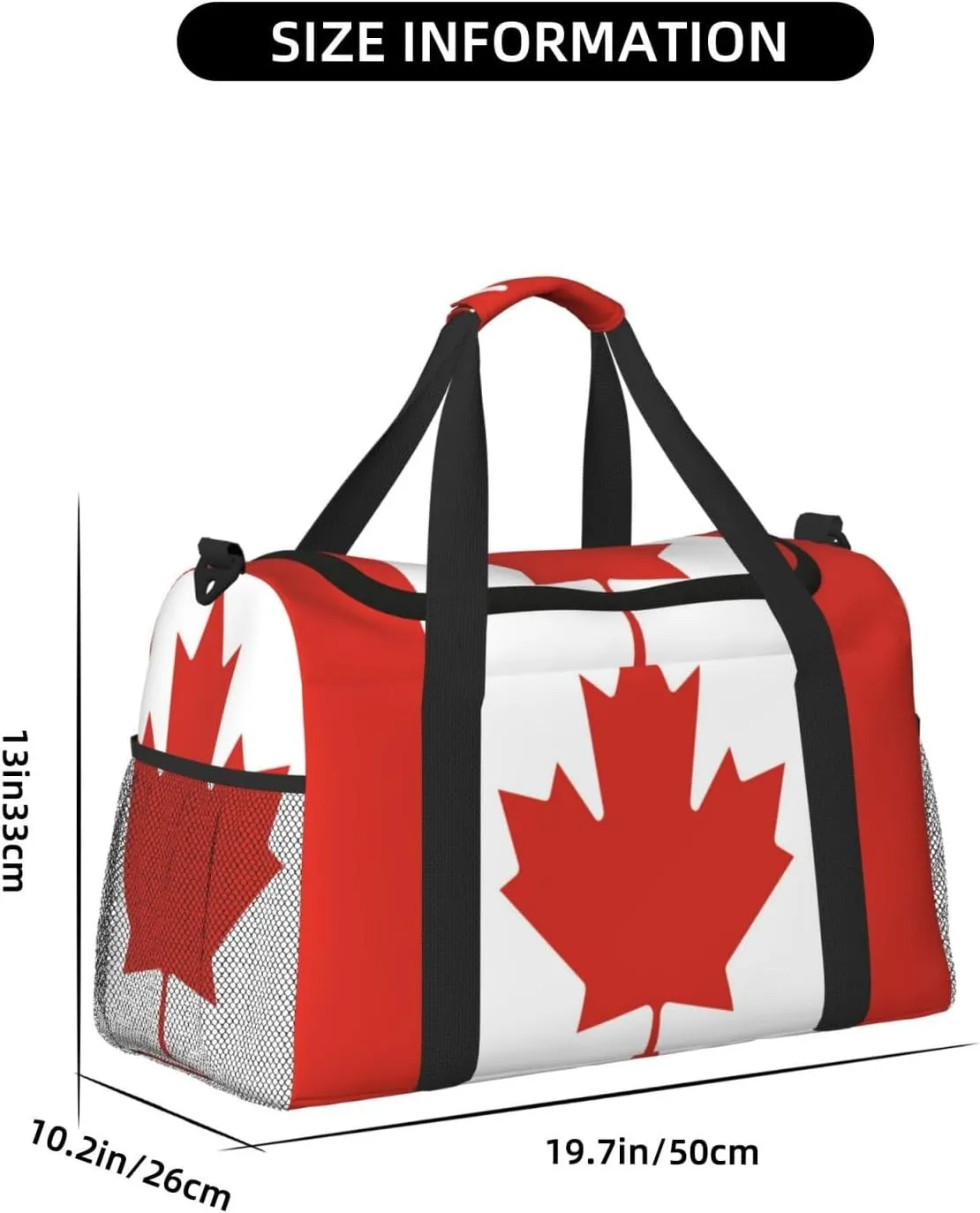 Flag Of Canada Travel Duffel Bag Large Foldable Waterproof Overnight Bag For Beach Swim Bags Pool Sports Gym