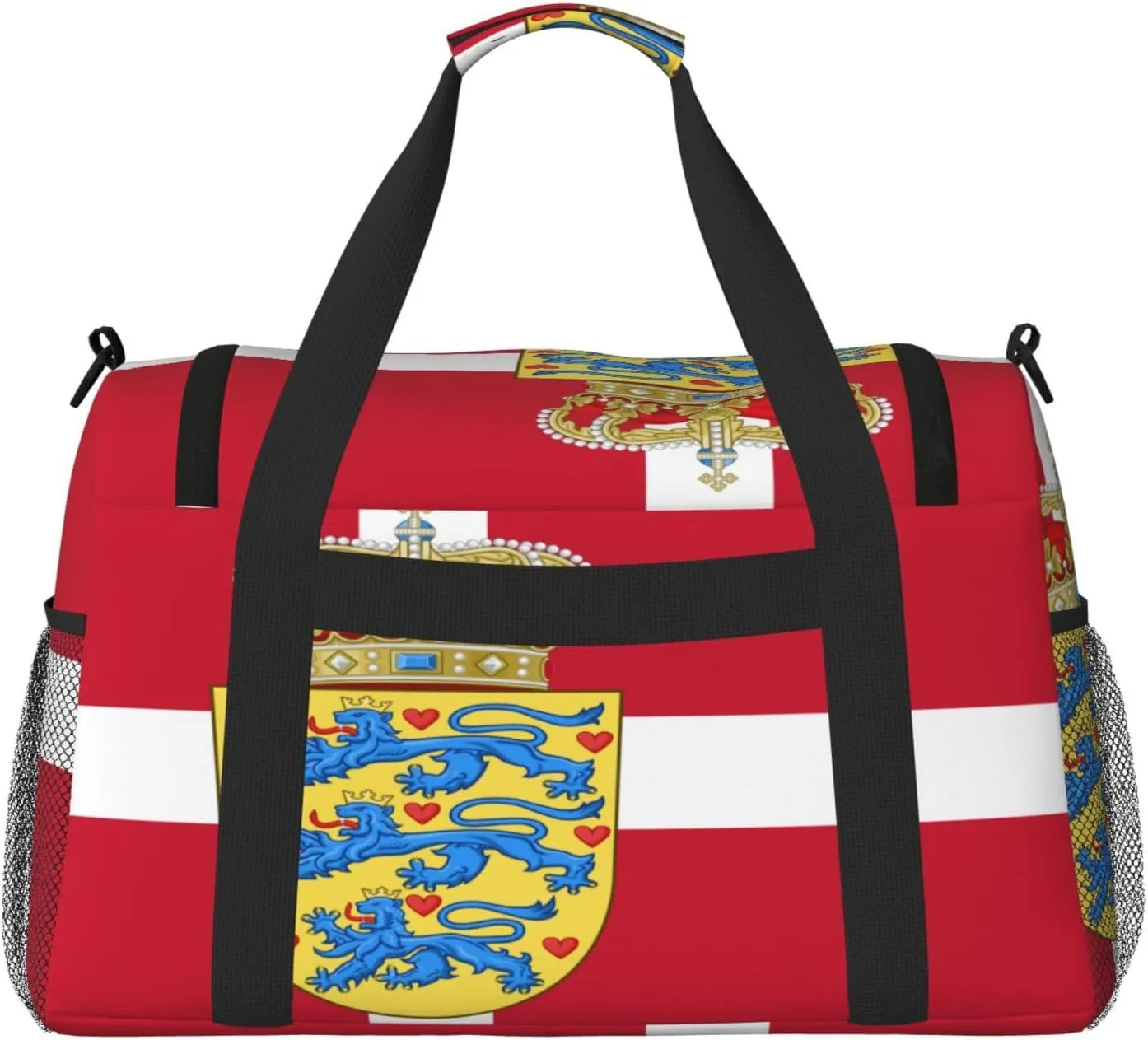 Flag Of Denmark Travel Duffel Bag Large Foldable Waterproof Overnight Bag For Beach Swim Bags Pool Sports Gym