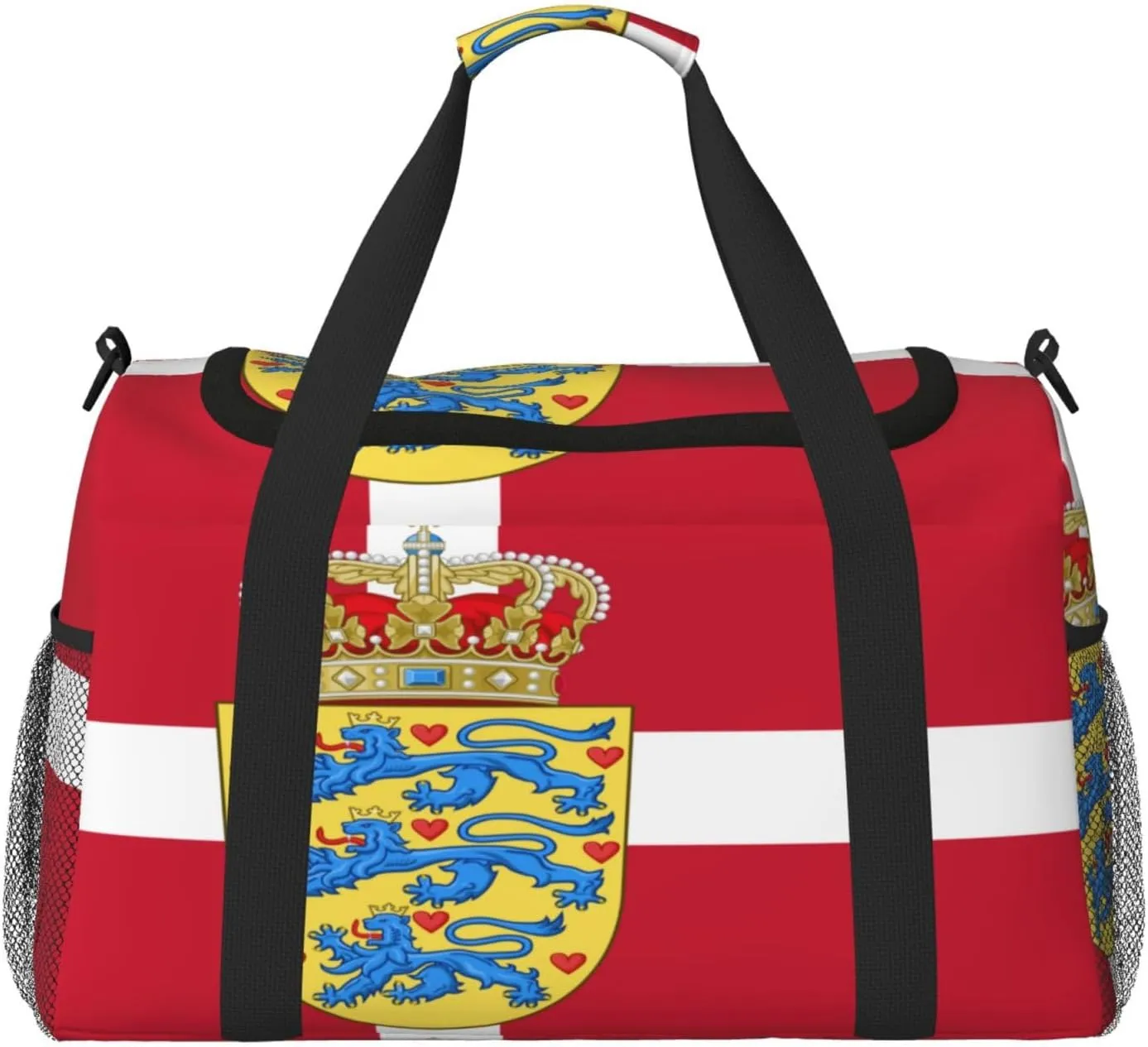 Flag Of Denmark Travel Duffel Bag Large Foldable Waterproof Overnight Bag For Beach Swim Bags Pool Sports Gym