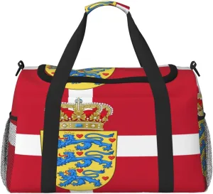 Flag Of Denmark Travel Duffel Bag Large Foldable Waterproof Overnight Bag For Beach Swim Bags Pool Sports Gym