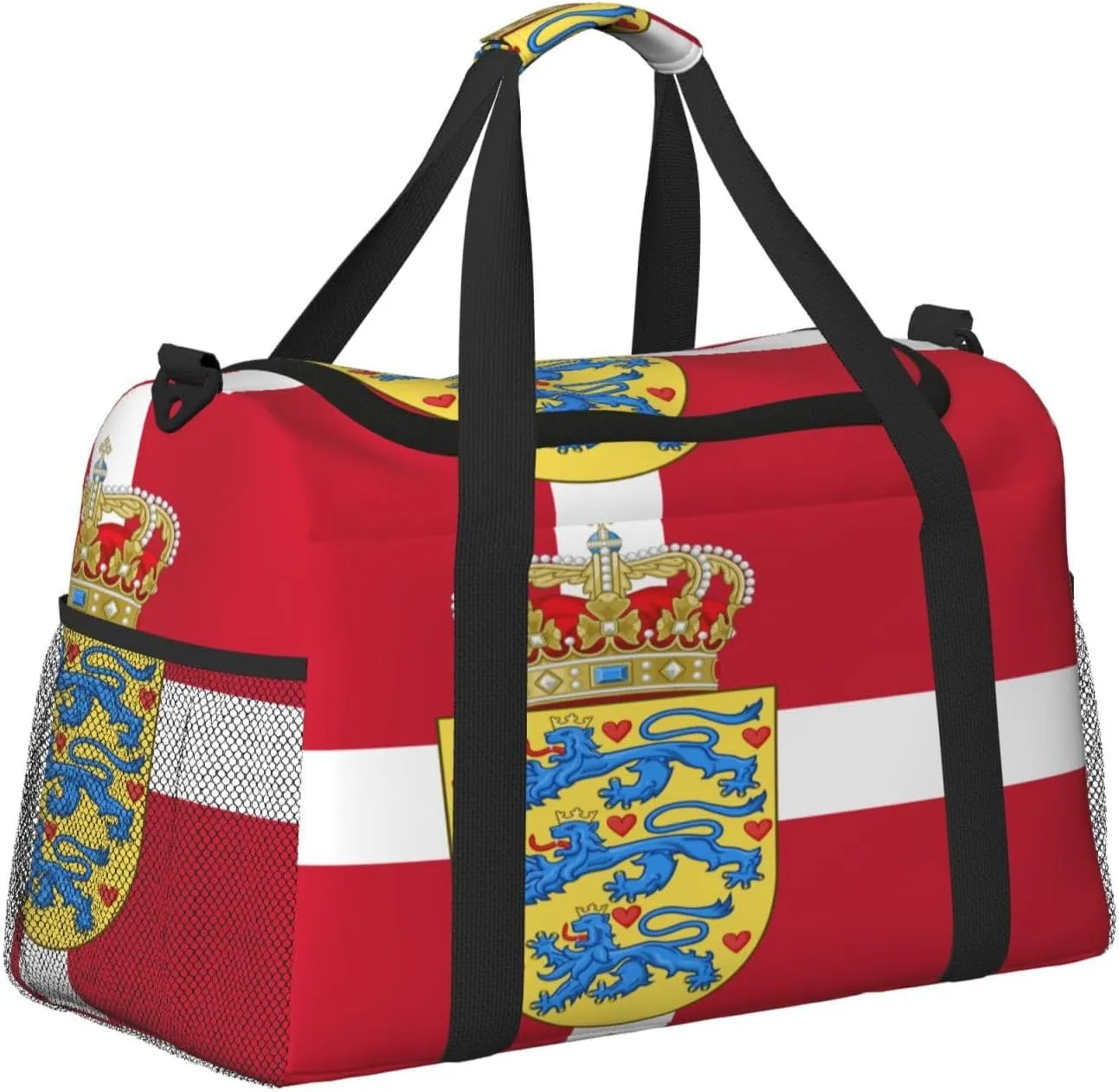 Flag Of Denmark Travel Duffel Bag Large Foldable Waterproof Overnight Bag For Beach Swim Bags Pool Sports Gym