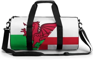 Flag of England And Wales Gym Bag Sports Duffle Bags for Men Women Travel Swimming Fitness with Shoe And Wet Compartment